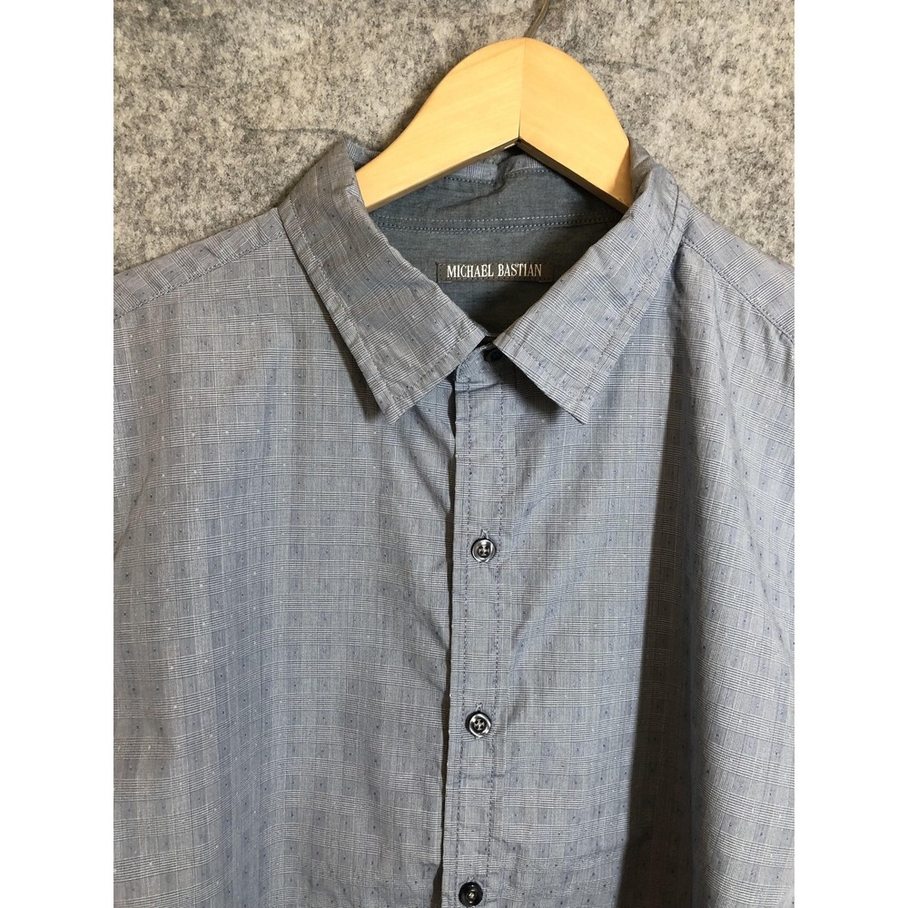 Michael‎ Bastian Shirt Mens Large Gray Button Up Elbow Patch Dress Casual Cotton